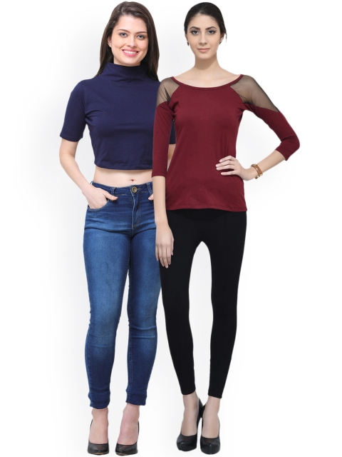 

SCORPIUS Women Pack of 2 Tops, Maroon