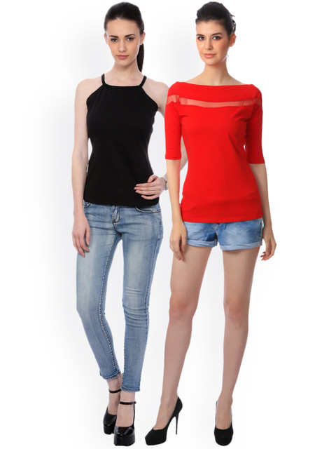 

SCORPIUS Women Pack of 2 Tops, Black
