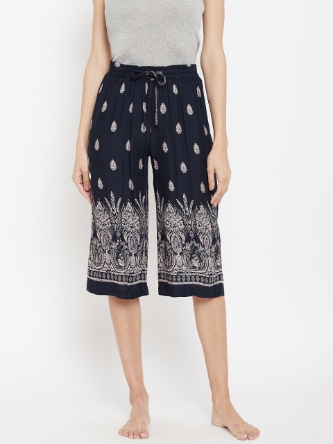 

Sweet Dreams Women Multi-Colored Printed Casual Lounge Capris, Navy blue