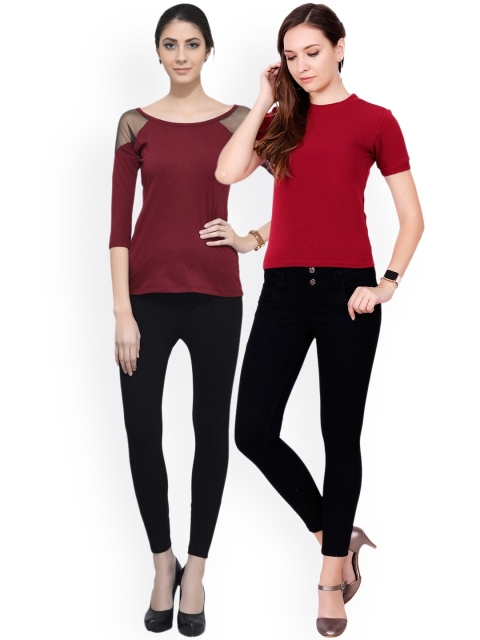 

SCORPIUS Women Pack of 2 Tops, Maroon