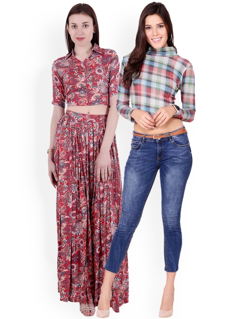 

Scorpius Women Pack of 2 Printed Tops, Red