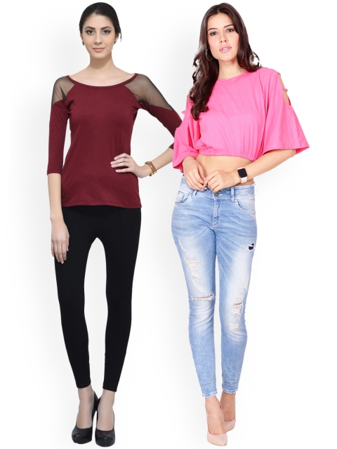 Scorpius Women Pack of 2 Tops, Maroon