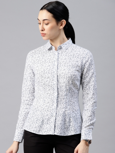 

Van Heusen Woman Women White & Navy Blue Printed Shirt