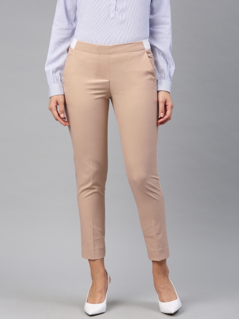 

Van Heusen Woman Beige Regular Fit Solid Regular Cropped Trousers