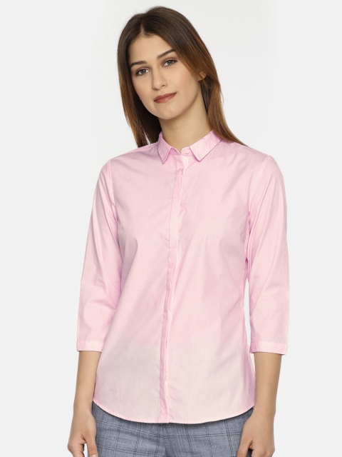 

Van Heusen Woman Pink & White Regular Fit Striped Casual Shirt