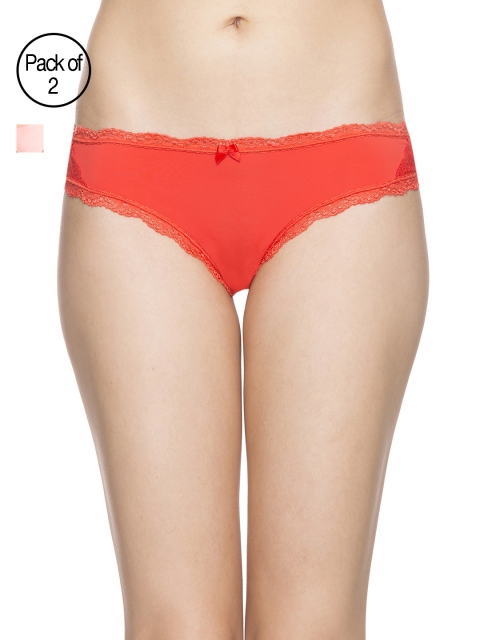 

Candyskin Thong and Brief Panty Combo CSB18 Red- CSB09 Blush Pack of 2, Orange