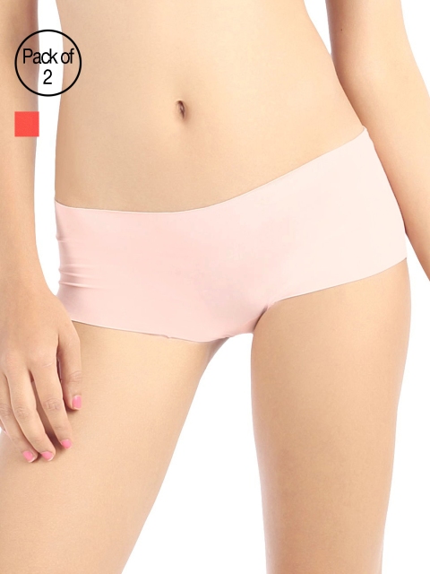 

Candyskin Women Pack of 2 Solid Hipsters, Pink