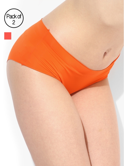 

Candyskin Women Pack of 2 Solid Hipsters Briefs, Orange