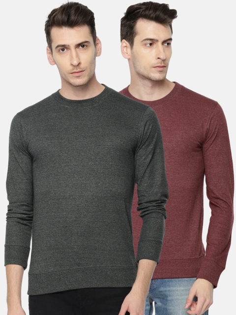 

ARISE Men Pack of 2 Solid T-shirts, Charcoal