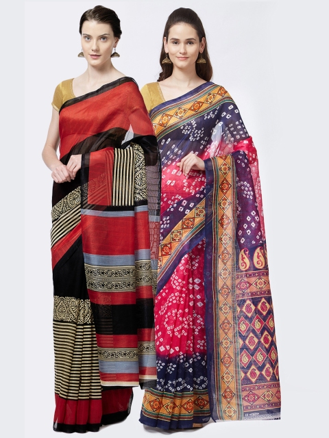 

Rajesh Silk Mills Women Pack of Two Sarees, Pink