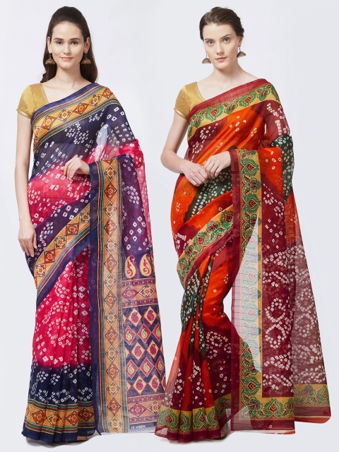 

Rajesh Silk Mills Women Pack of Two Printed Sarees, Pink