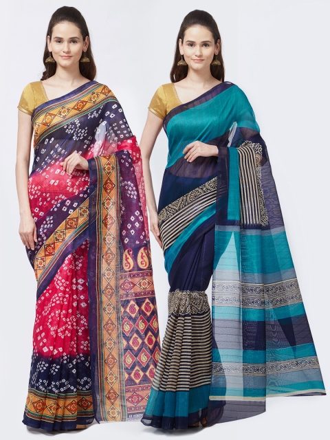 

Rajesh Silk Mills Women Pack of 2 Printed Sarees, Pink