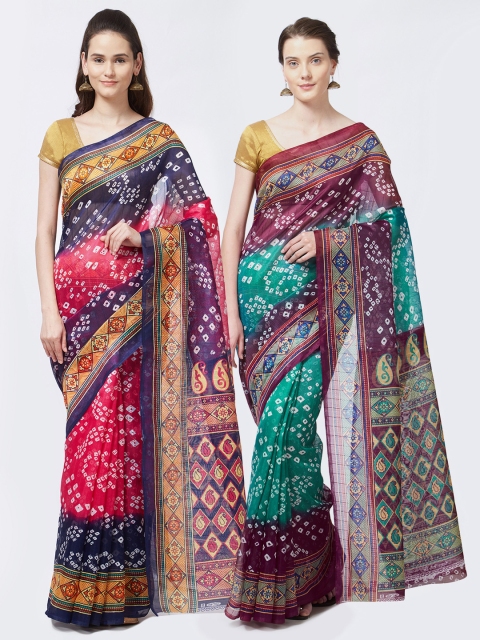 

Rajesh Silk Mills Women Pack of 2 Printed Sarees, Pink