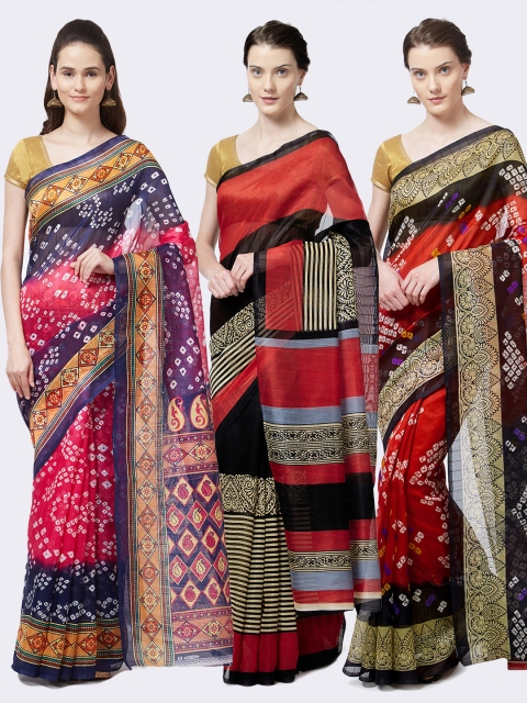 

Rajesh Silk Mills Women Pack of 3 Printed Sarees, Pink