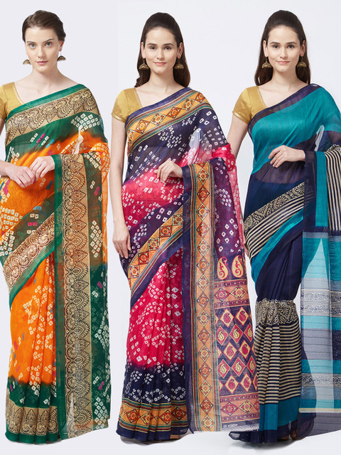 

Rajesh Silk Mills Women Pack of 3 Printed Sarees, Yellow