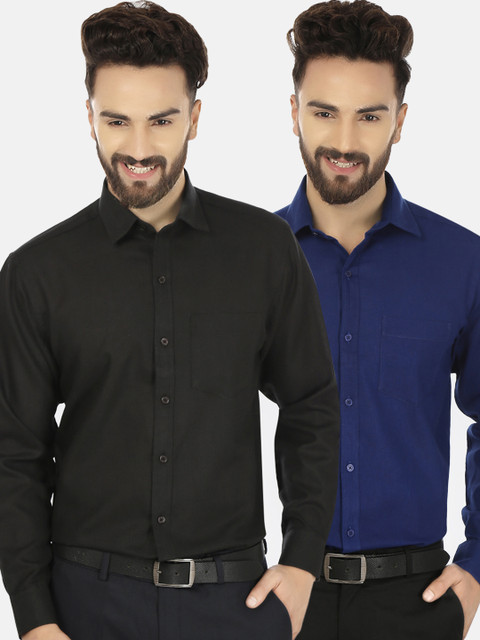 

JAINISH Men Pack of 2 Solid Shirts, Black