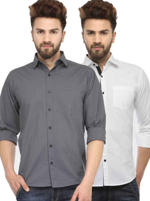 

JAINISH Men Pack of 2 Solid Shirts, Grey