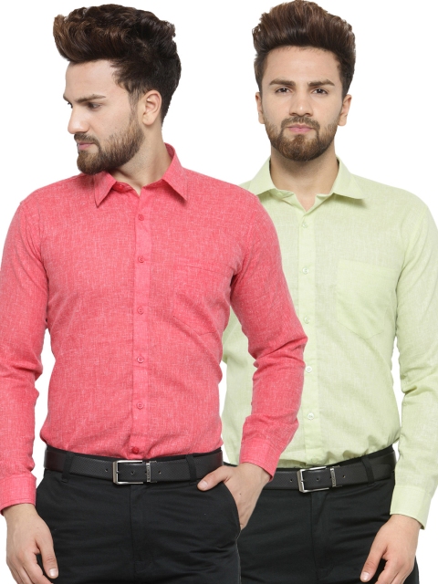

JAINISH Men Pack of 2 Solid Shirts, Coral