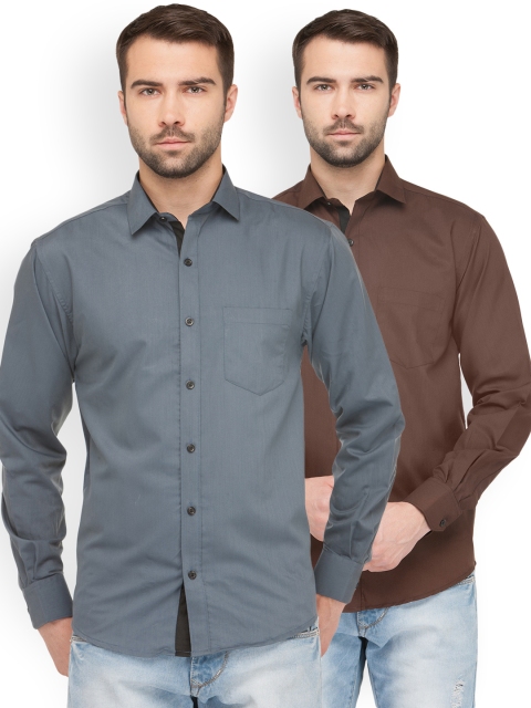 

JAINISH Men Pack of 2 Solid Shirts, Grey
