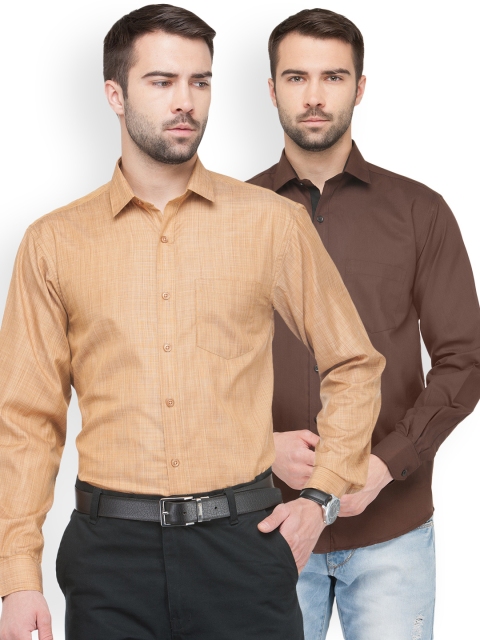 

JAINISH Men Pack of 2 Solid Shirts, Beige