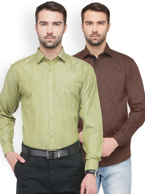

JAINISH Men Pack of 2 Solid Shirts, Green