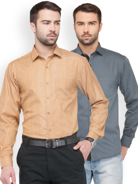 

JAINISH Men Pack of 2 Solid Shirts, Beige