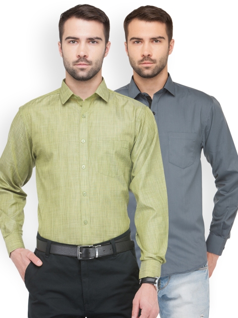 

JAINISH Men Pack of 2 Solid Shirts, Green