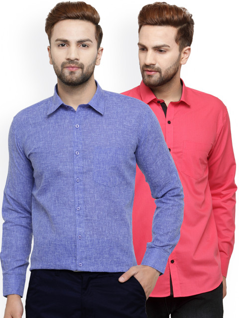 

JAINISH Men Pack of 2 Classic Shirts, Blue