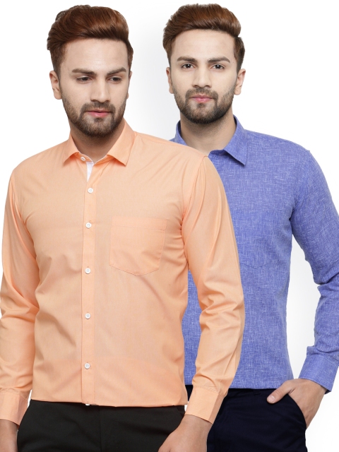 

JAINISH Men Pack of 2 Classic Shirts, Peach