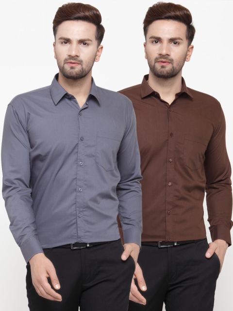 

JAINISH Men Pack of 2 Classic Formal Shirts, Brown