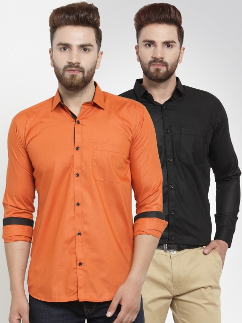 

JAINISH Men Pack of 2 Classic Shirts, Orange