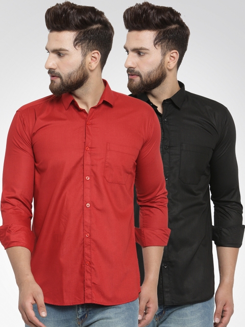 

JAINISH Men Pack of 2 Classic Shirts, Black