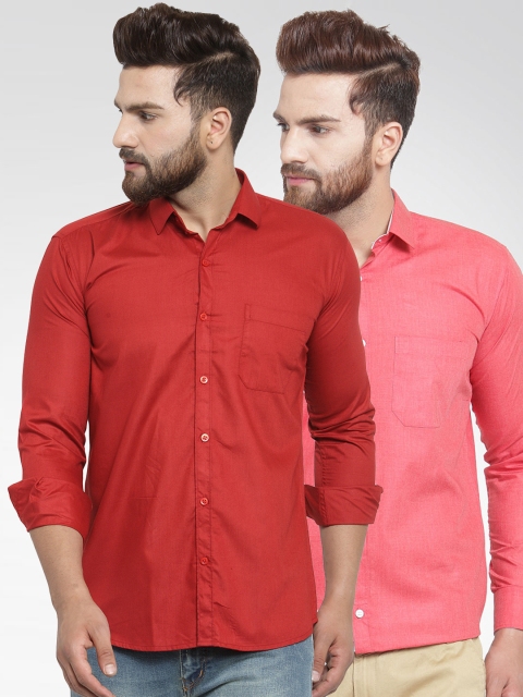 

JAINISH Men Pack of 2 Classic Shirts, Maroon