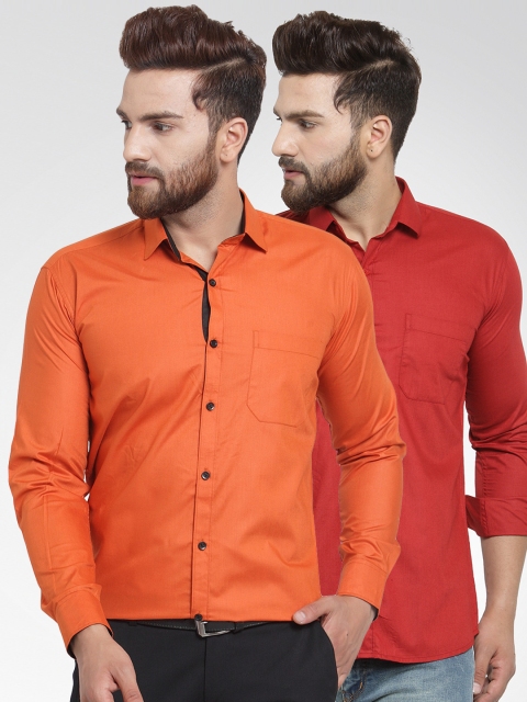 

JAINISH Men Pack of 2 Classic Shirts, Orange