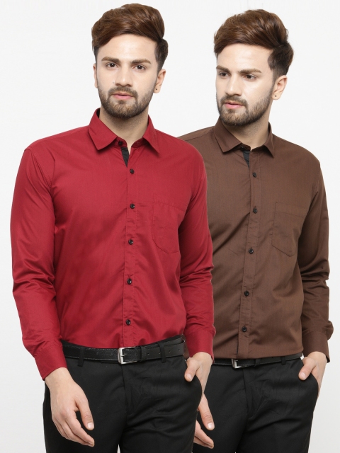 

JAINISH Men Pack of 2 Classic Shirts, Brown