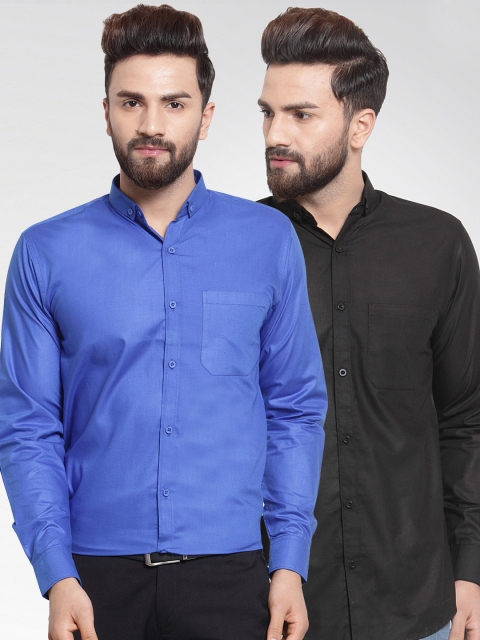 

JAINISH Men Pack of 2 Solid Classic Slim-Fit Shirts, Blue