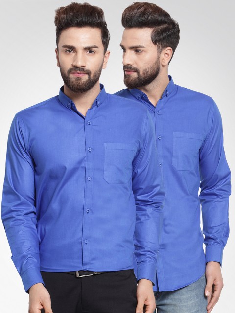 

JAINISH Men Pack of 2 Solid Shirts, Blue