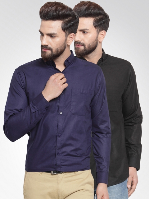 

JAINISH Men Pack of 2 Solid Shirts, Navy blue