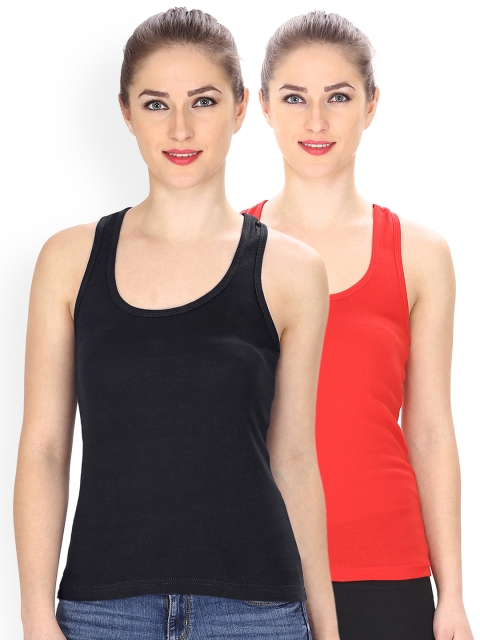 

Friskers Women Pack of 2 Solid Tank Tops, Red