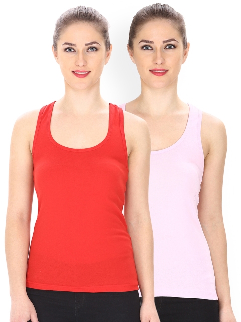 

Friskers Women Pack of 2 Solid Tank Tops, Pink