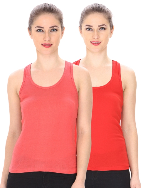 

Friskers Women Pack of 2 Solid Tank Tops, Coral