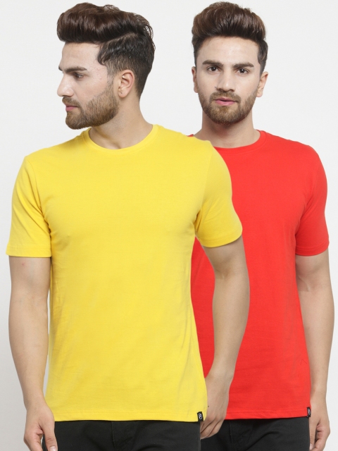 

Friskers Men Pack of 2 Solid T-shirts, Red