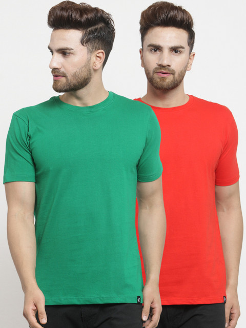 

Friskers Men Pack of 2 Solid T-shirts, Red