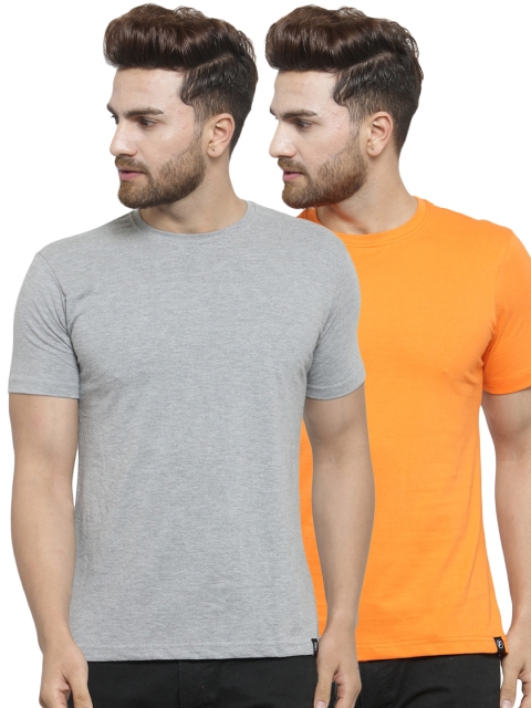 

Friskers Men Pack of 2 Solid T-shirts, Orange