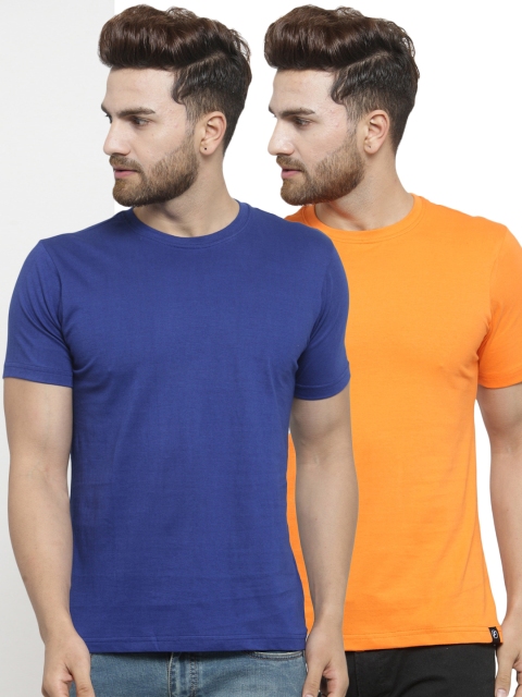 

Friskers Men Pack of 2 Solid T-shirts, Blue