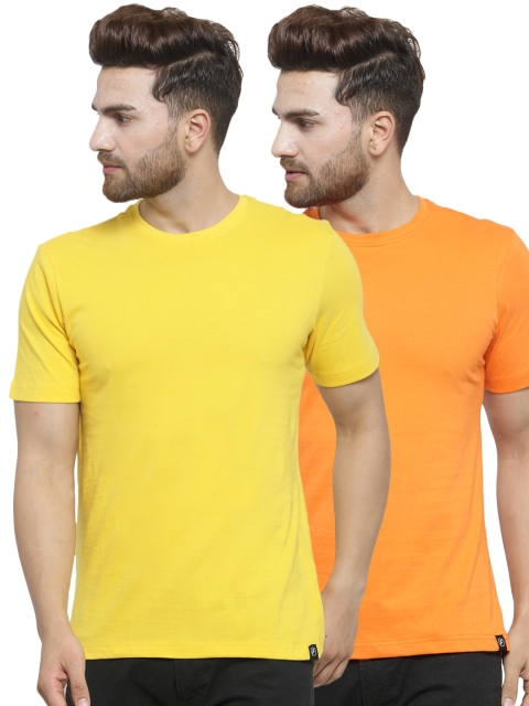 

Friskers Men Pack of 2 Solid T-shirts, Orange