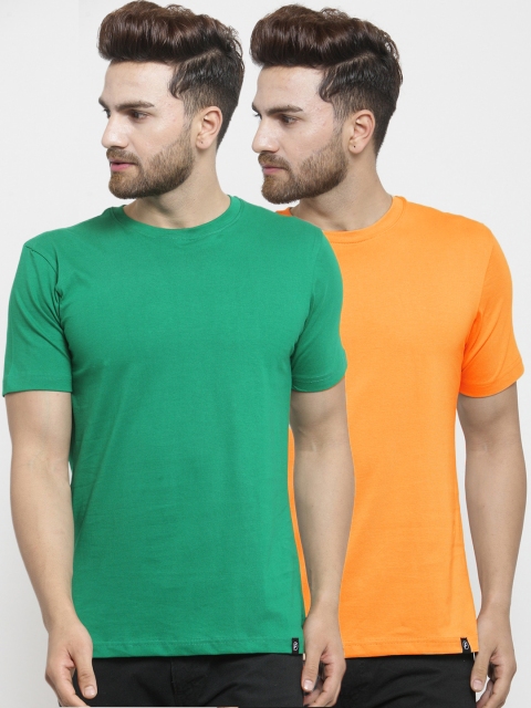 

Friskers Men Pack of 2 Solid T-shirts, Green