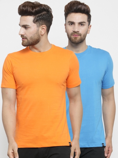 

Friskers Men Pack of 2 Solid T-shirts, Orange