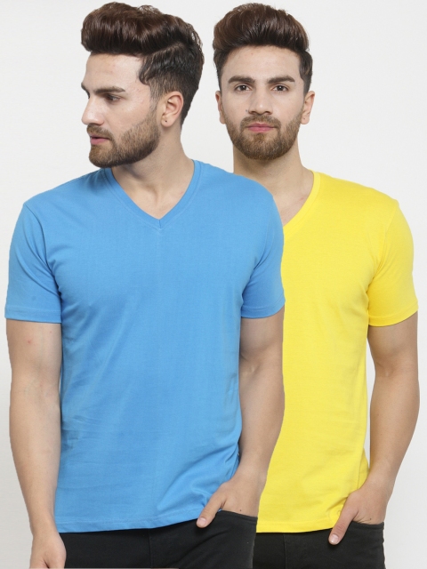 

Friskers Men Pack of 2 Solid T-shirts, Blue