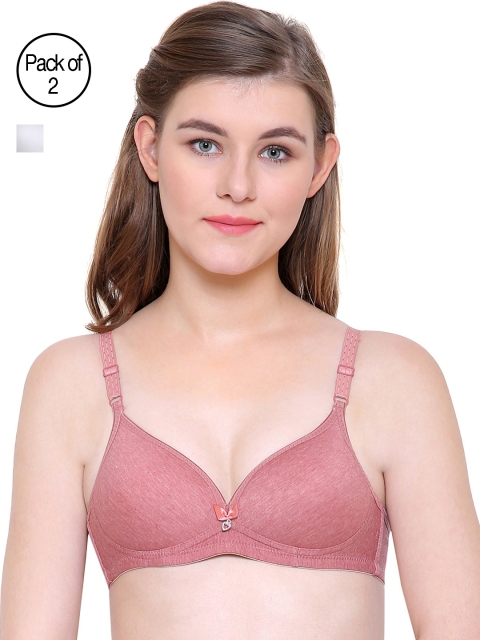 

Friskers Women Pack of 2 Non-Wired Heavily Padded Push-Up Bras, Red